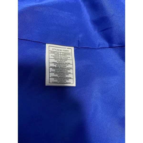 BB Dakota Steve Madden Women's Blue White Plaid Long Blazer Jacket Collared S - Image 7