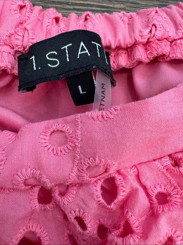 1. State Pink Broderie Anglaise Square-Neck Puff Sleeve Top - Image 3