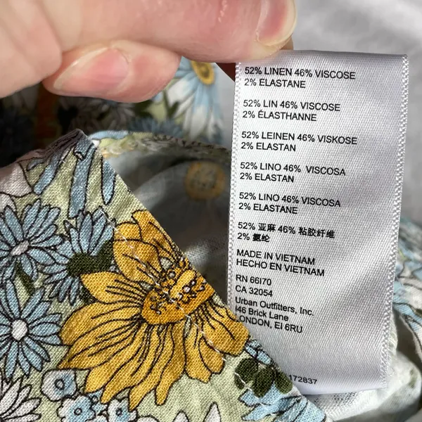 Urban Outfitters Floral Mini Skirt Size S Linen Blend Yellow Blue Daisy Print - Image 3