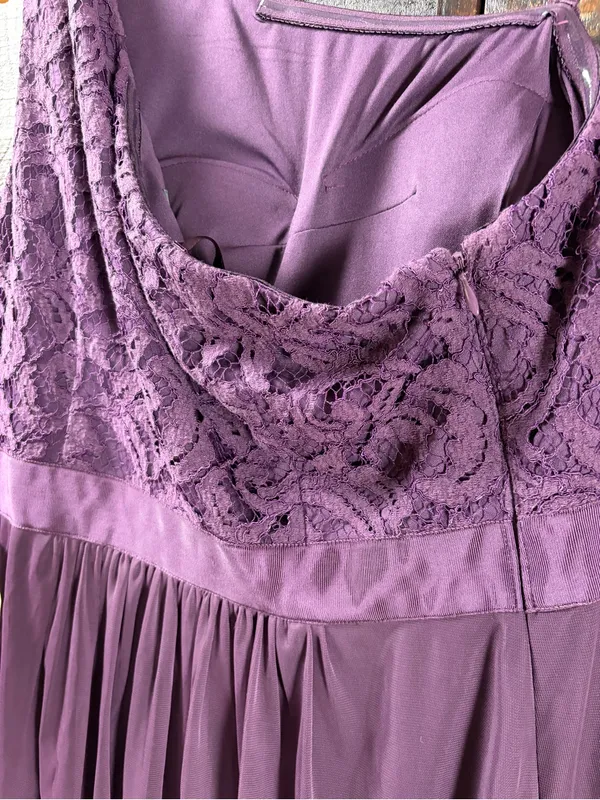 Adrianna Papell One-Shoulder Purple Lace & Mesh Mini Party Dress 6 - Image 13