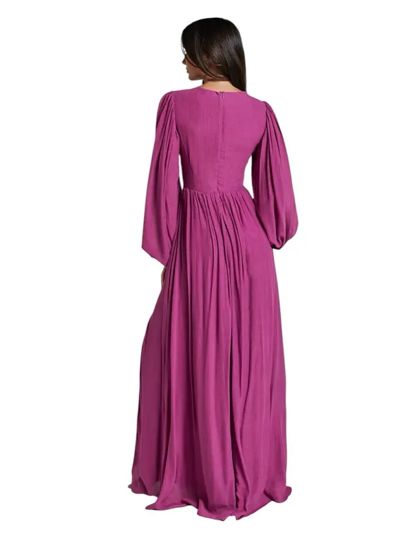 Showpo - Paige Maxi Dress Orchid Purple Cutout Balloon Sleeve Gown Sz US 10 - Image 2