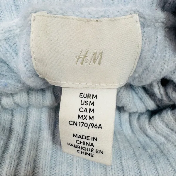 H&M Oversized Ribbed Cowl Neck Sweater Powder Blue Medium‎ - Image 9