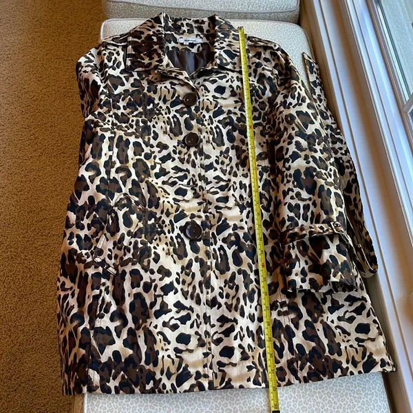 Leopard Animal Print Trench Coat Jacket by Appraisal fully lined, pockets size M Tan Size M - Image 14