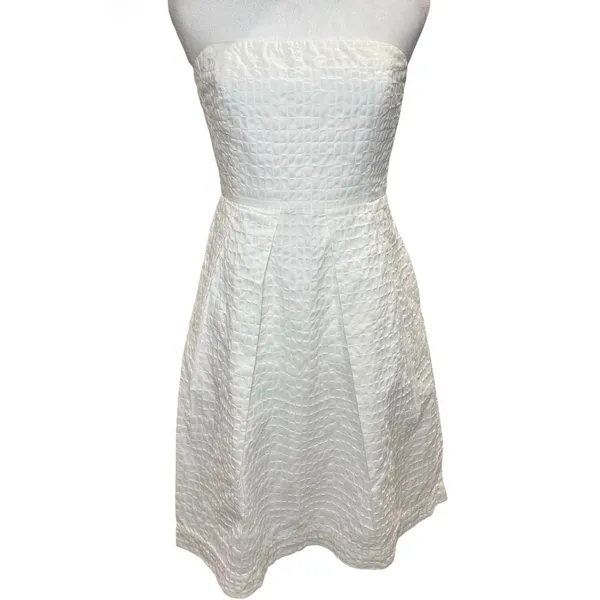 J.Crew Factory Lorelei Deco Dot Dress NWT White Strapless A-Line Size 4 - Image 2