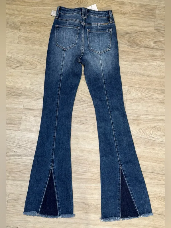 NEW KanCan Maurices High Rise Flare Jeans Y2K Bell Bottom Split Raw Hem Boho - Image 5