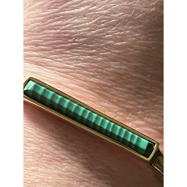 Ann Taylor Gold Tone Malachite Bar Cuff Bangle Bracelet - Image 2