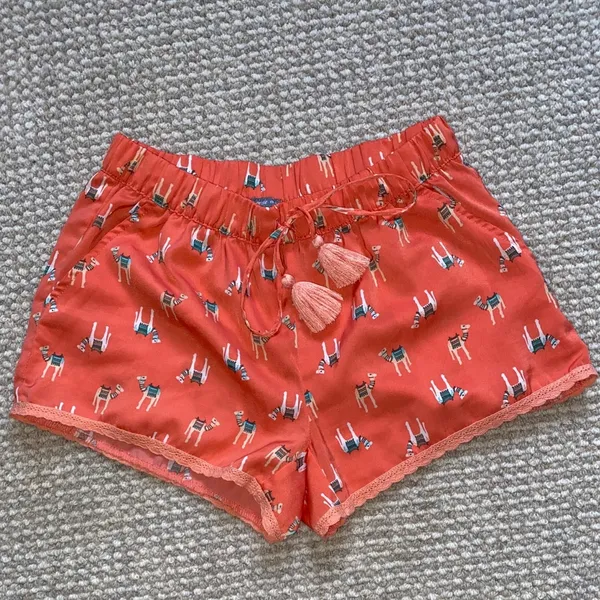 Aerie Satin Camel Print PJ Drawstring Shorts (XS) - Image 2