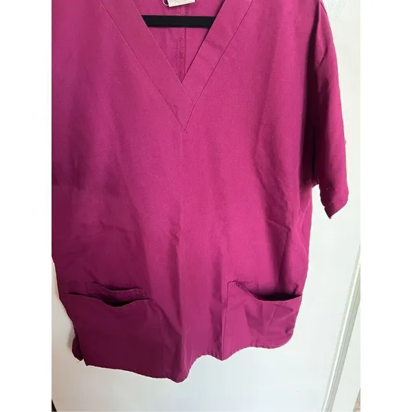 Cherokee Workwear Wine Scrub Top Woman’s Size XS - Image 3