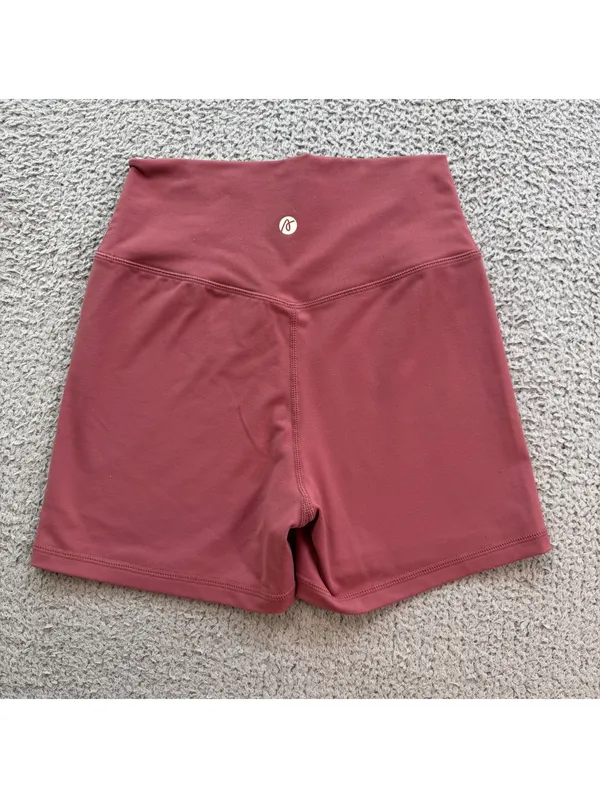 AYBL High Waisted Biker Shorts Women's Small Mauve Pink Gym Workout Activewear - Image 2