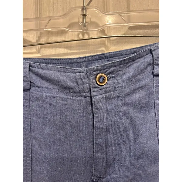 Love Tree Blue Linen Blend Utility Straight Leg‎ Pants Women Large Lightweight - Image 3