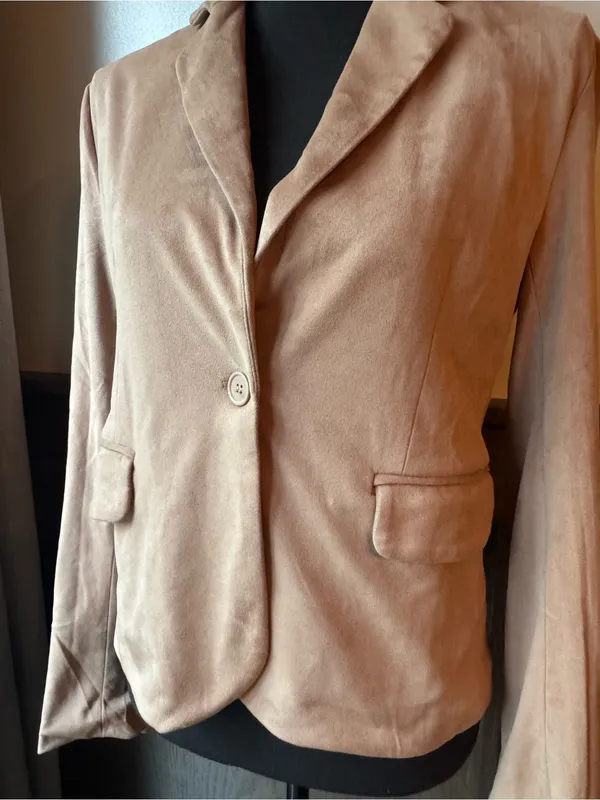 Sincerely Jules Suede One-Button Blazer in Light Brown - Image 3