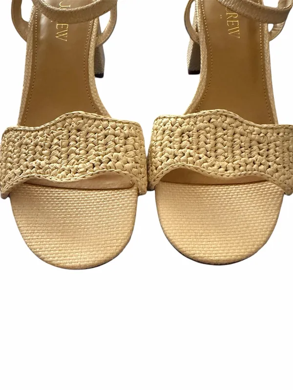 NWOB J.CREW FACTORY Woven Raffia Heeled Sandals Cream 6 - Image 4