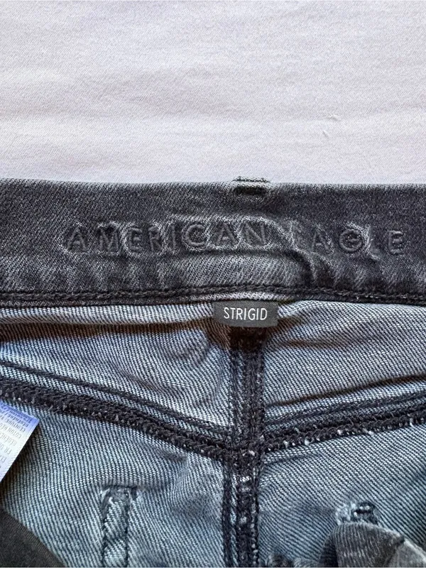 American Eagle Strigid Black High Rise Wide Leg Jeans Size 6 Regular - Image 3