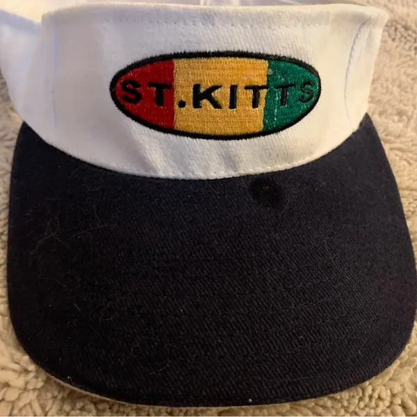 Source Unknown Vintage St. Kitts Embroidered Adjustable Caribbean Visor Hat Cotton Tennis Golf - Image 2