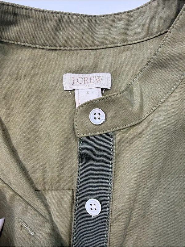 J. Crew Olive Green Short Button-Front Midi Dress - Image 5
