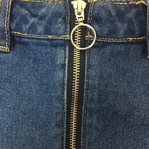 PACSUN Front Zip Mini Jean Skirt, Raw Hem - Image 2