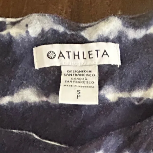 Athleta Santorini Thera Dress Small Navy‎ Blue Tie Dye Stripe Mini Summer Beach - Image 8