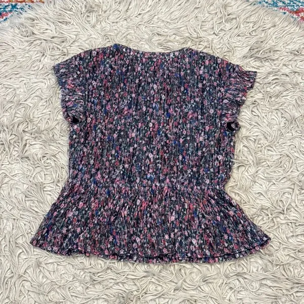 Anthropologie "Dionne" metallic floral blouse size small - Image 5