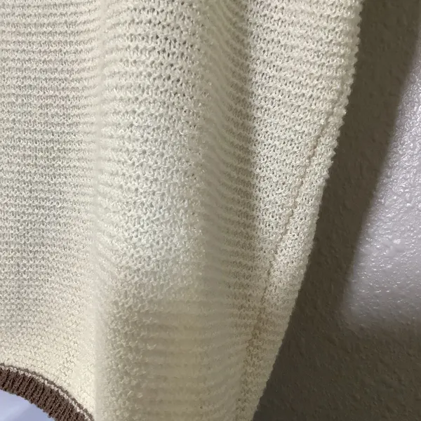 Listicle‎ Cream Brown Knit Casual Boho Chic Oversized Slouchy Short Sleeve Top L - Image 6