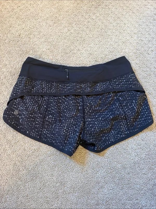 Lululemon Black and Gray Patterned Speed Up 2.5” Running Athletic Shorts - Image 3