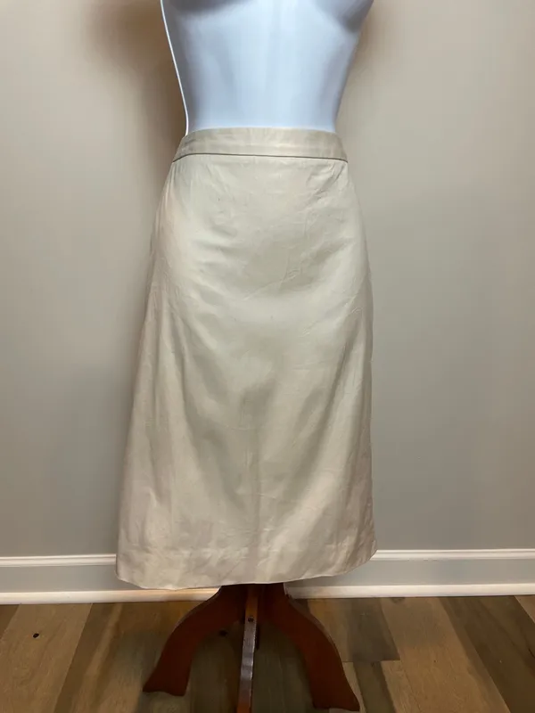 J.Crew Original Fit Beige Pencil Skirt Cotton Fully Lined Back Pleat Detail Sz 6 - Image 2