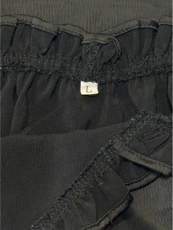 Black Lace Trim Camisole Top Chemise Lingerie Large Goth Coquette Grunge Y2K - Image 3