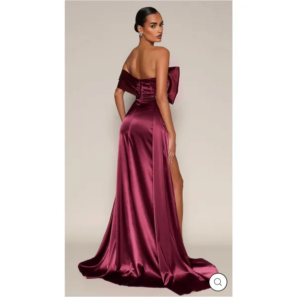 Moda Glam Vienna Statement Bow Gown With Sash‎ Merlot Size 6 Prom Wedding Guest - Image 3