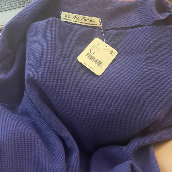 Free People NWT fuji thermal sweater top in indigo - Image 5