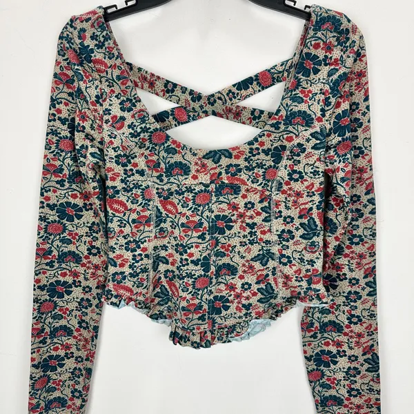 Free People Melanie Long Sleeve Top Floral Cotton Cottagecore Romantic Small NWT - Image 6