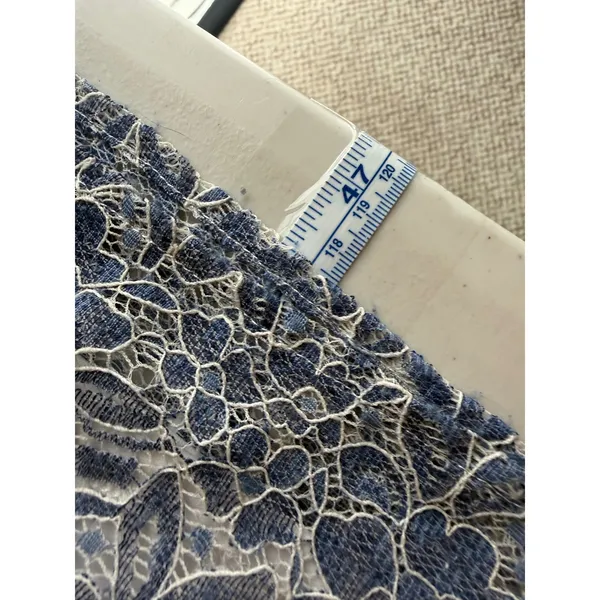 NSR Floral Lace Midi Dress Womens Large Blue White‎ Crochet Trim Cottagecore - Image 12
