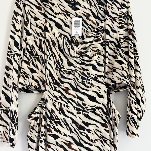 Torrid NWT Maxi Studio Knit Midi Dress Watercolor Zebra Tan Brown Orange Size 2X - Image 9