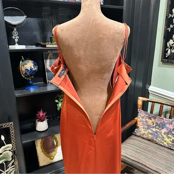 Lulus Silky Orange Maxi Dress – Taylor Swift-Inspired, Size Large - Image 11