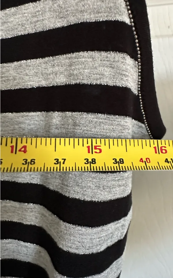 Ann Taylor Striped Black & Gray Glitter Trim Tank Top M - Image 7