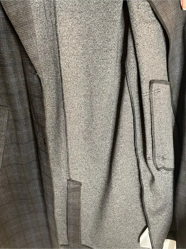 Joie Gray Plaid Long Single-Breasted Trench Coat Notched Lapel Size XS - Image 6