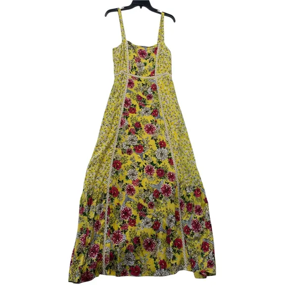 Farm Rio size small petite cantonal lace Yellow Floral Square-Neck Maxi Dress - Image 3