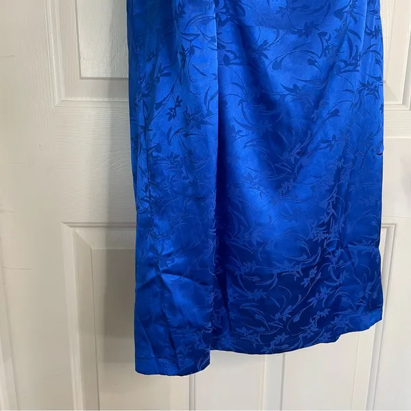 Lulu's Blue Satin Spaghetti Straps V-Neck Dress Size XL glam coquette rave chic - Image 3