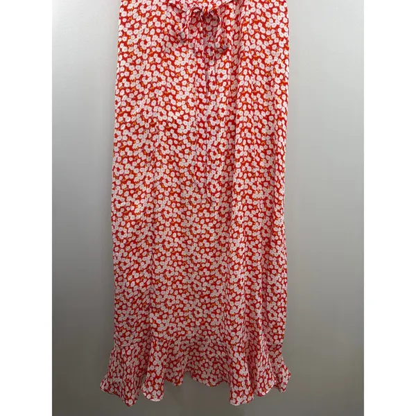 Lulus‎ Red Floral Daisy Ruffle Midi Dress Women Small Cottagecore Boho Romantic - Image 10