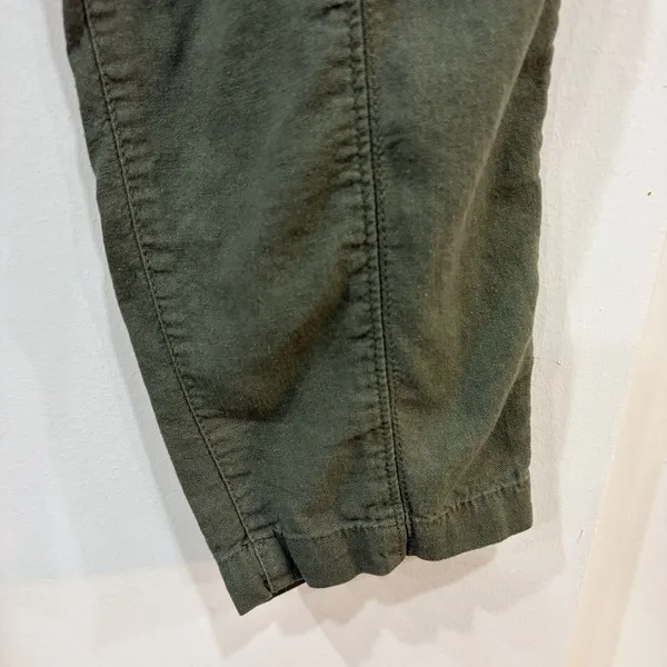Old Navy Green Linen Cropped Pants Women’s Size Large Linen Blend Elastic Waist - Image 3