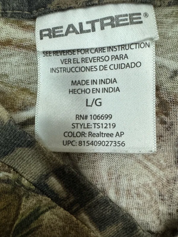 Realtree Camouflage Short Sleeve V-Neck T-Shirt Size Large - Image 4