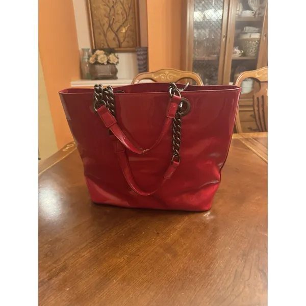 DKNY By Donna Karan Large Red Patent Tote Bag - Image 2