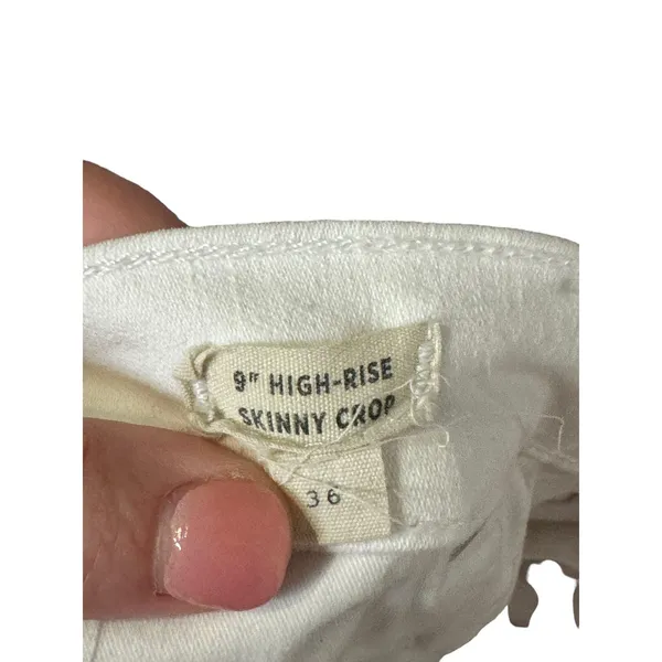 Madewell Women's Jeans‎ Ripped Skinny Cropped 9” High-Rise Denim White Size 36 - Image 9