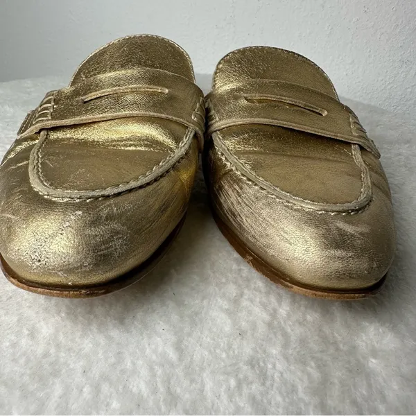 J. Crew Metallic Gold Loafers Women’s 7 - Image 12
