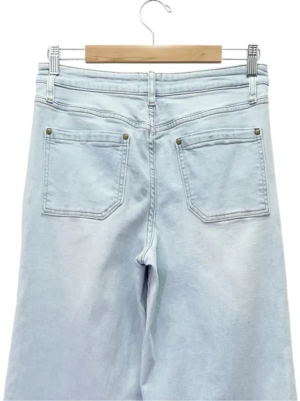 Maeve Anthropologie Jeans Sz 29 Light Wash High Rise Wide Leg Crop Stretch Denim - Image 6