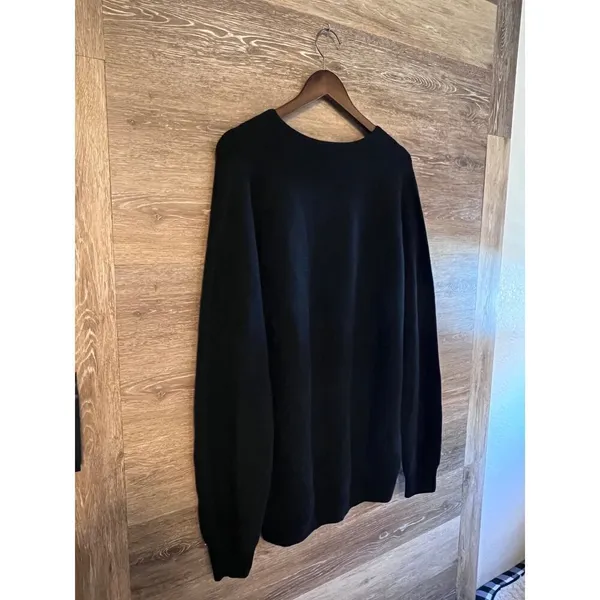 Uniqlo knit sweater sz XL navy blue crew neck minimalist oversized - Image 3