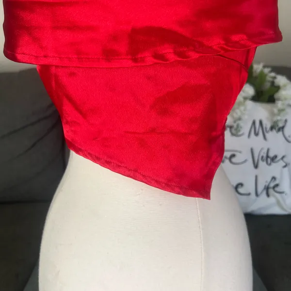 Red Satin Asymmetrical Cami Top Size XS - Image 3