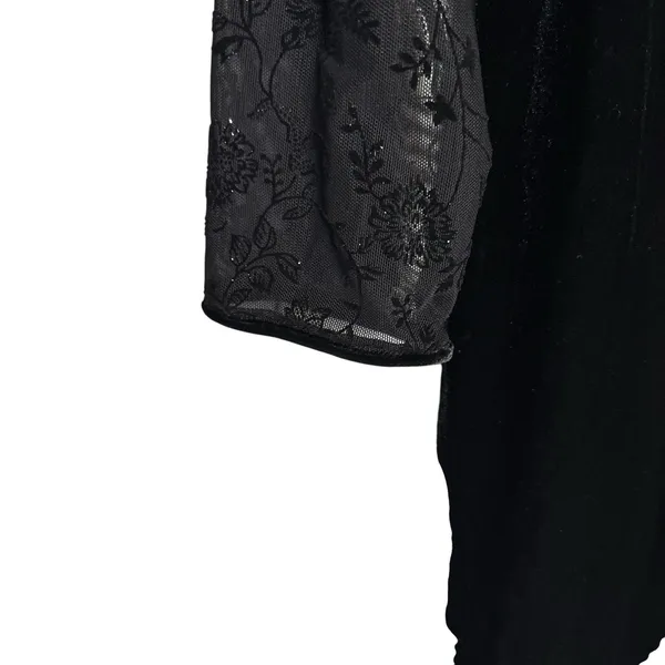 Vintage 1990s Robbie Bee Black Beaded Mesh Velvet Gothic Vampy Cocktail Dress 12 - Image 3