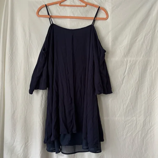 Francescas Alya Navy Embroidered Cold Shoulder Bohemian Babydoll Dress - Image 5