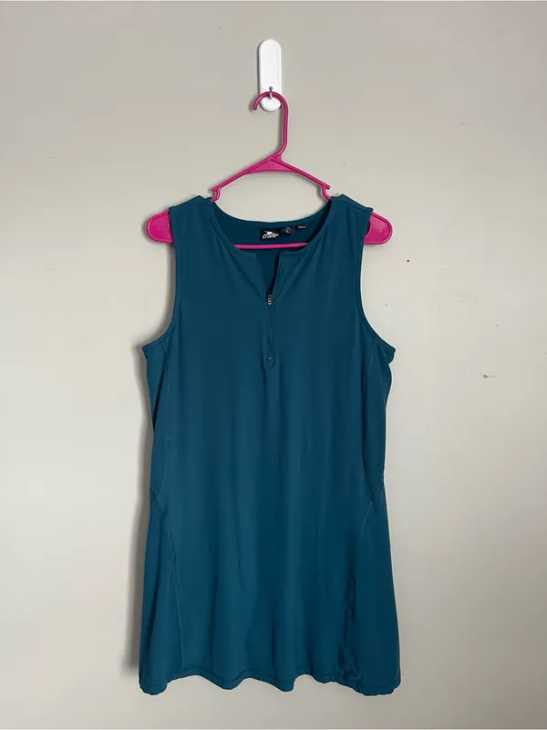 CRANE | Teal Quarter Zip Sleeveless Athletic Dress w/ Shorts Sz L - Image 2