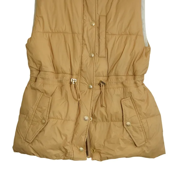 J. Crew Women's Small Light Brown Beige Signature Puffer Vest Quilted Preppy - Image 3