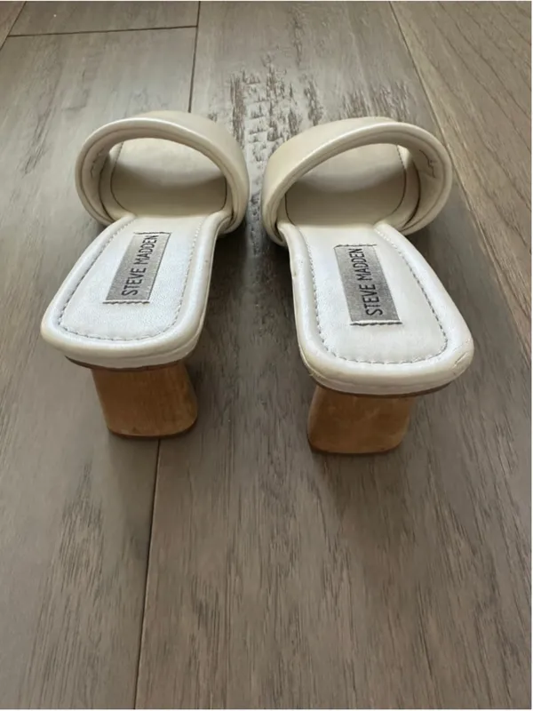Steve Madden Beige Slip On Heel Sandals Women's Size 7.5 - Image 6